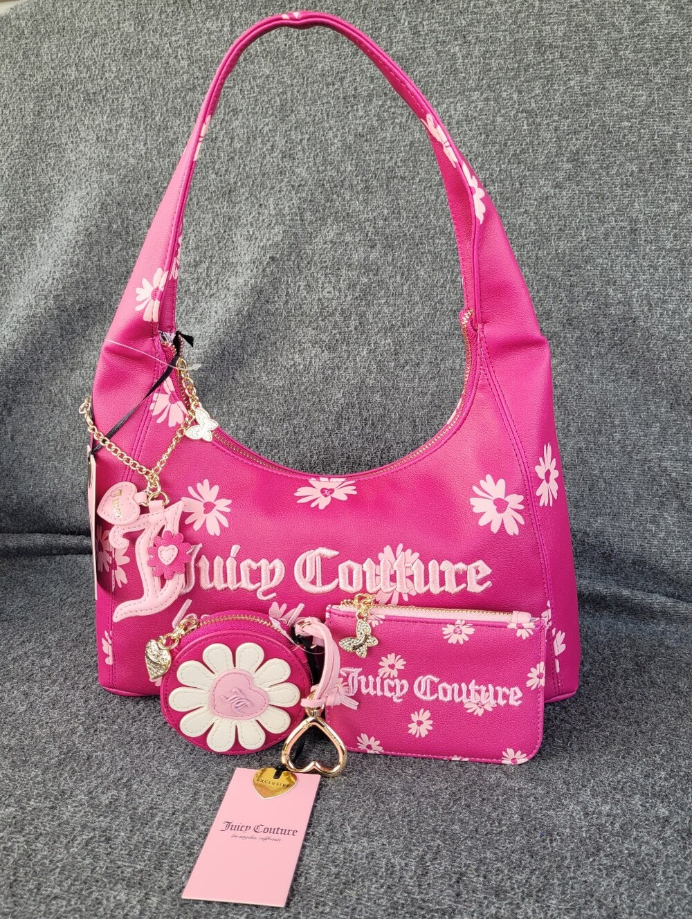 Juicy Couture Daisy For Juicy Hobo Handbag and Card Wallet In Raspberry Tart - Picture 11 of 11